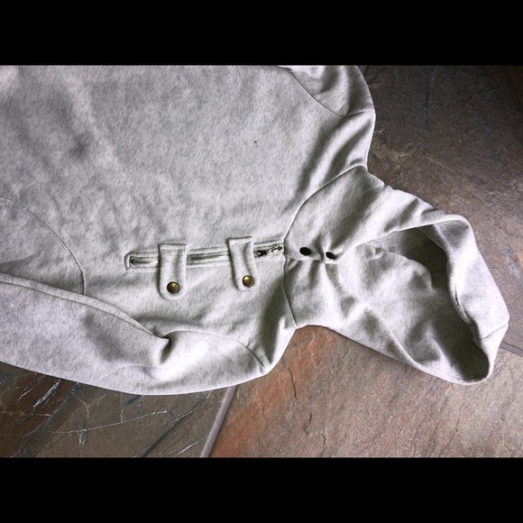 Women’s Stylish Grey Hoodie with Brass Accents - Picture 2 of 7